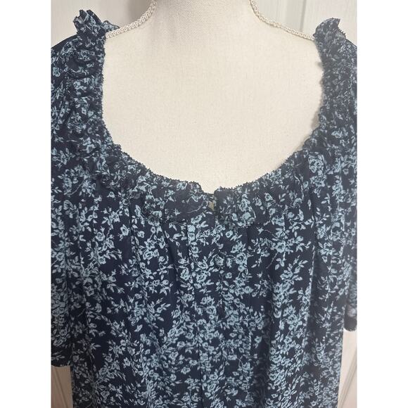 Anthropologie Short-Sleeve Keyhole Swing Women's Tunic Mini Dress Size XL Flowey - Picture 3 of 14